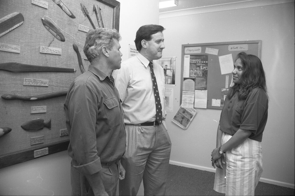 Frank Roberts, Robert Tickner and Linda Bedford, Oorala Centre, 1994