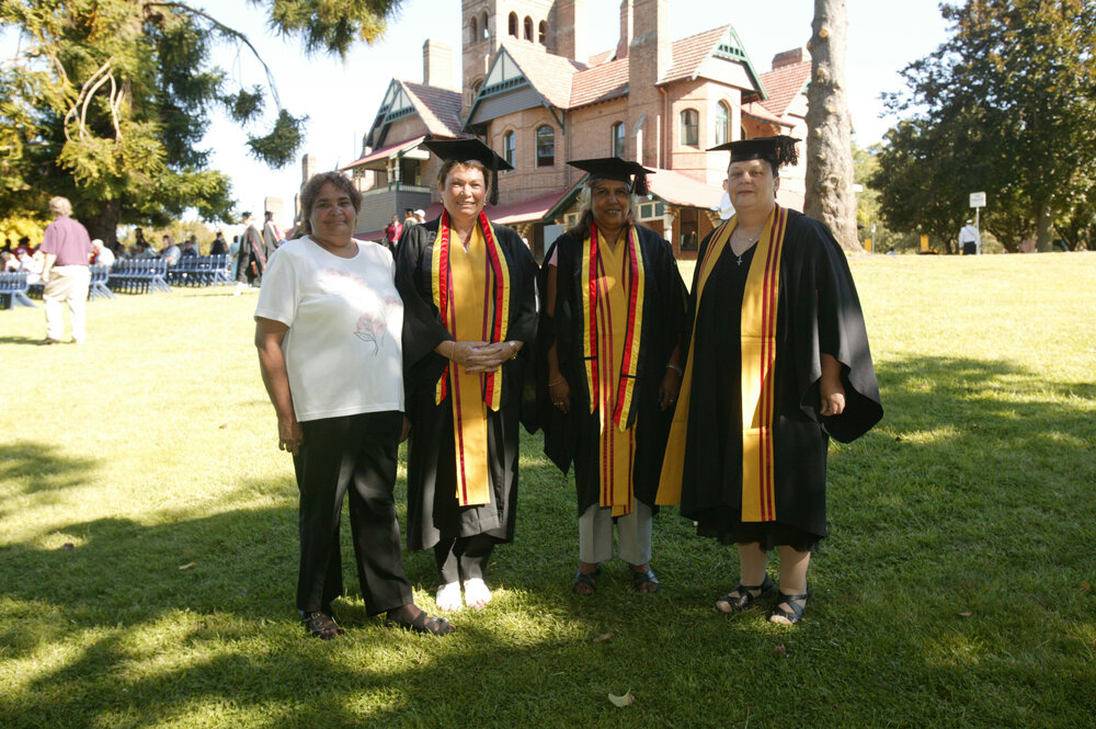 Barbara Bond, Sue Hudson, Christine Palmer, and Elisabeth Hornibrook at TRACKS Graduation Ceremony, 2005