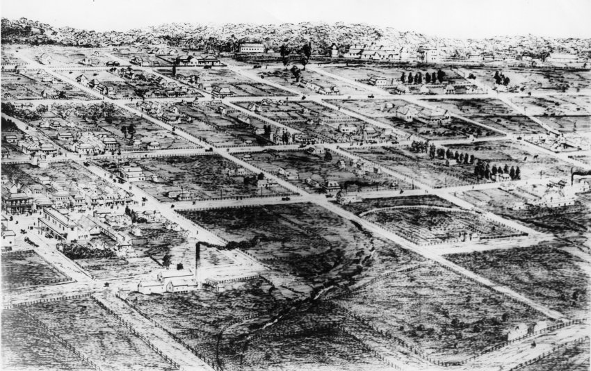 Sketch of Armidale township, 1884, looking south - part 2 of two-part panorama