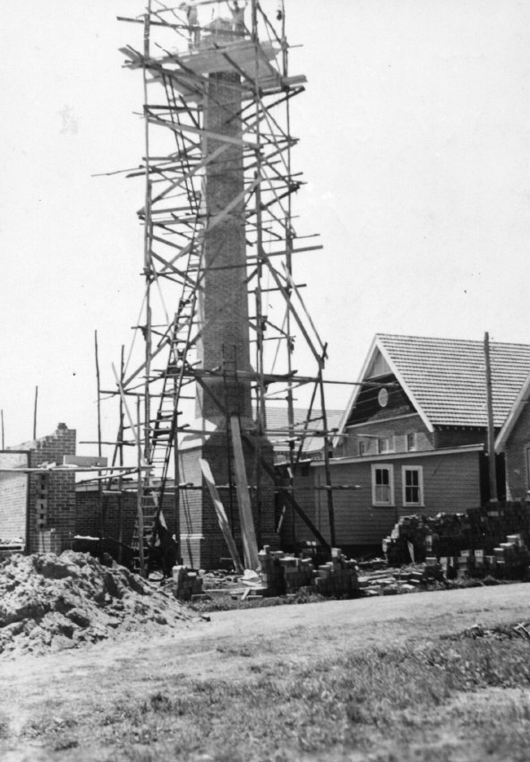 Stack under construction at N.E.G.S., 31 October 1938