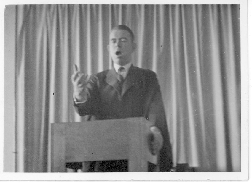 Campbell Howard, Music Lecturer, "Cam" in action at Armidale Teachers' College, 1941