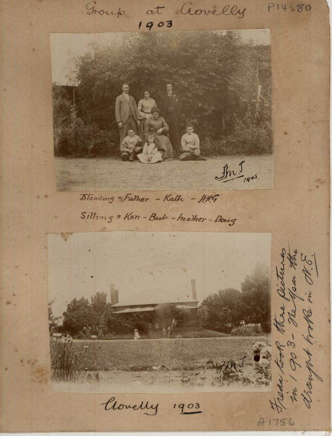 Gordon family standing in front of Clovelly