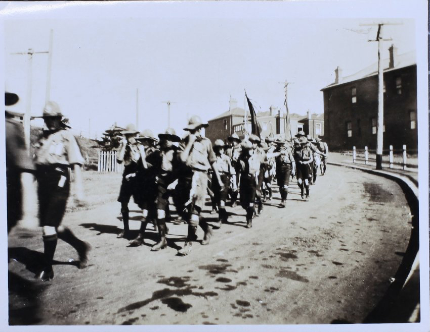 Scout troop on parade, c. 1922