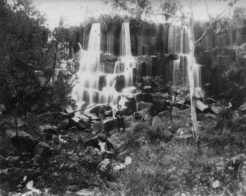 Two unidentified men at [Apsley?] Waterfalls 