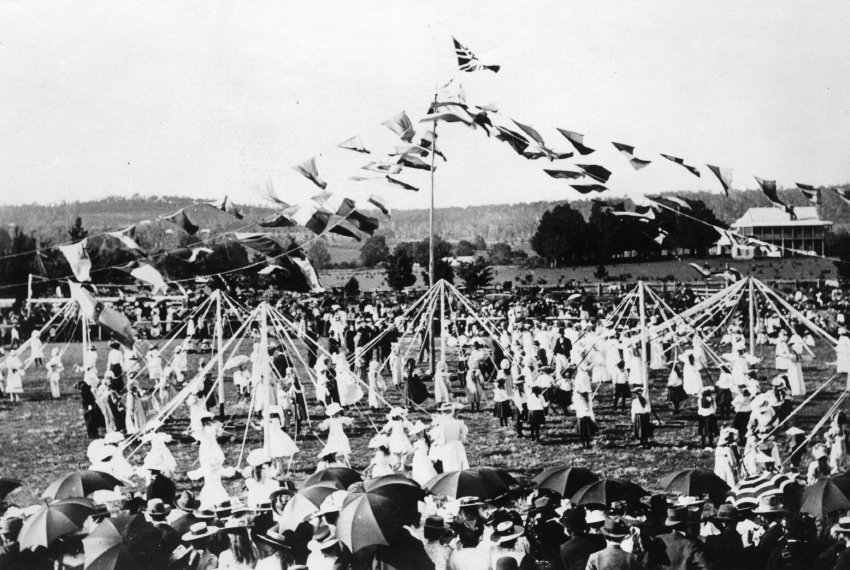 Maypole dancing, Hillgrove Public School, c. 1900