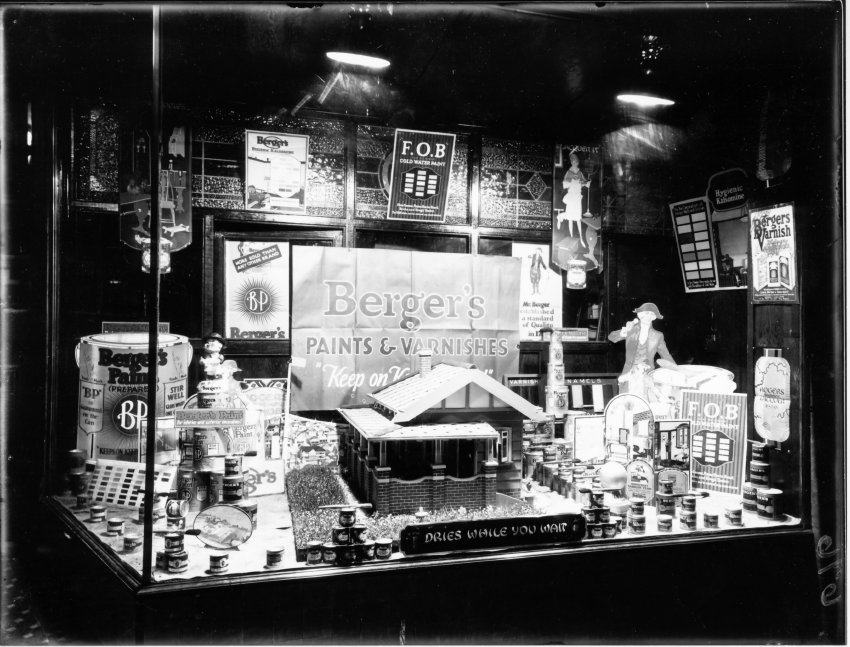 Window display of Berger's Paints in Lambert's store in Rusden Street, 1931