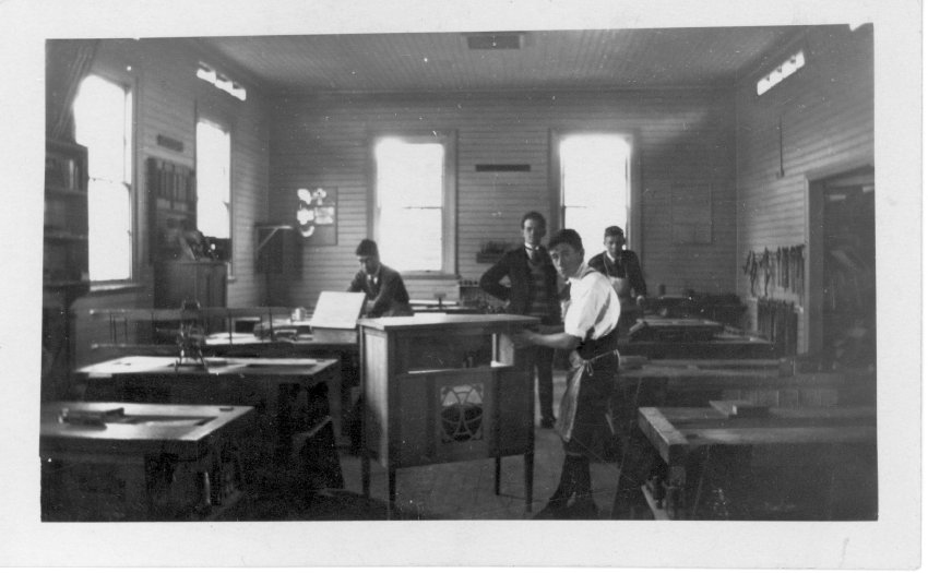 Armidale Teachers' College, woodworking in "Siberia" at Armidale Demonstration School, c. 1930