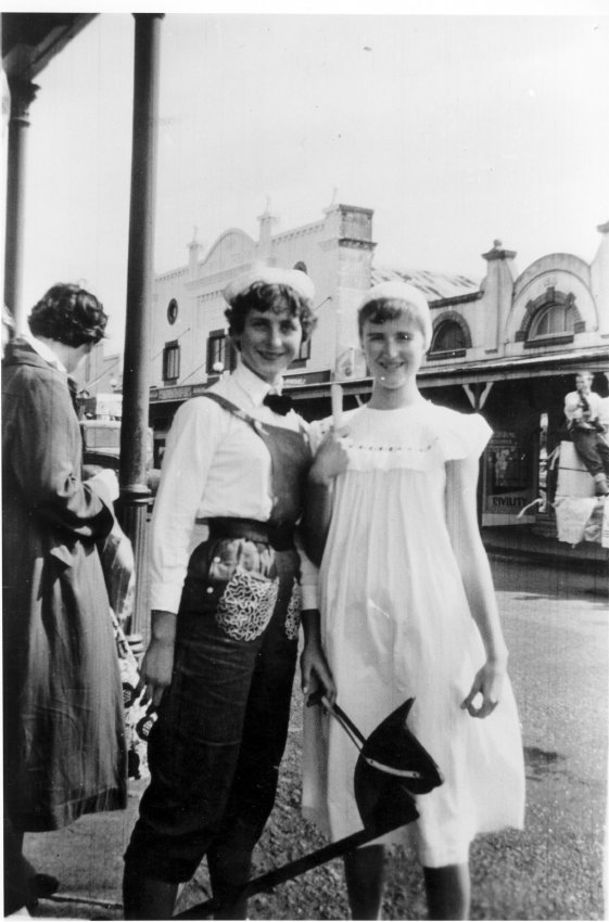 Armidale Teachers' College participants in 1954-1955 Easter Parade on corner of Marsh and Beardy Streets