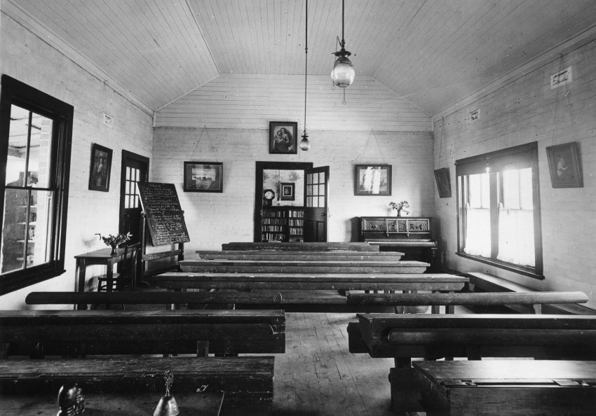 Interior view of classroom in Armidale National School