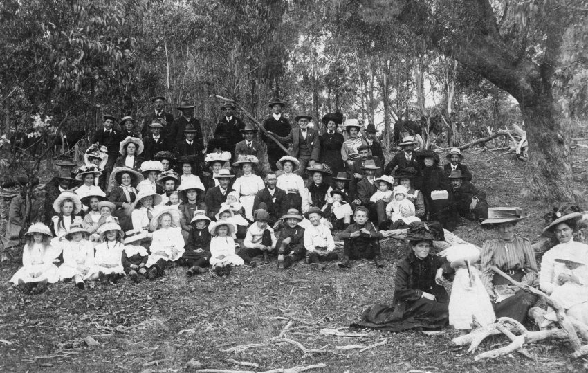 Lilygrove School picnic near Devil's Elbow, Guyra, 1908