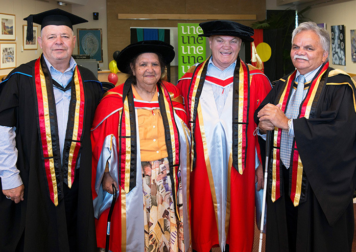 Mr Greg Davison, Mrs Dianne Roberts (OAM), Professor Jack Beetson, and Uncle Steve Widders (Anaiwan Elder)