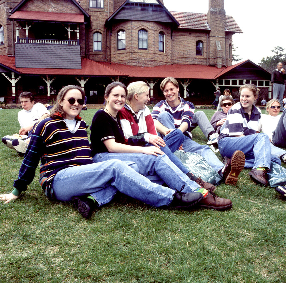 Students at Booloominbah, on southern lawn, 2000