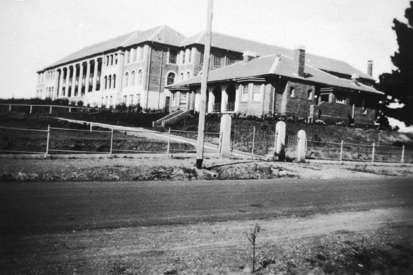 Armidale Teachers' College: Main building and Principal's residence viewed from Dangar Street, c. 1930