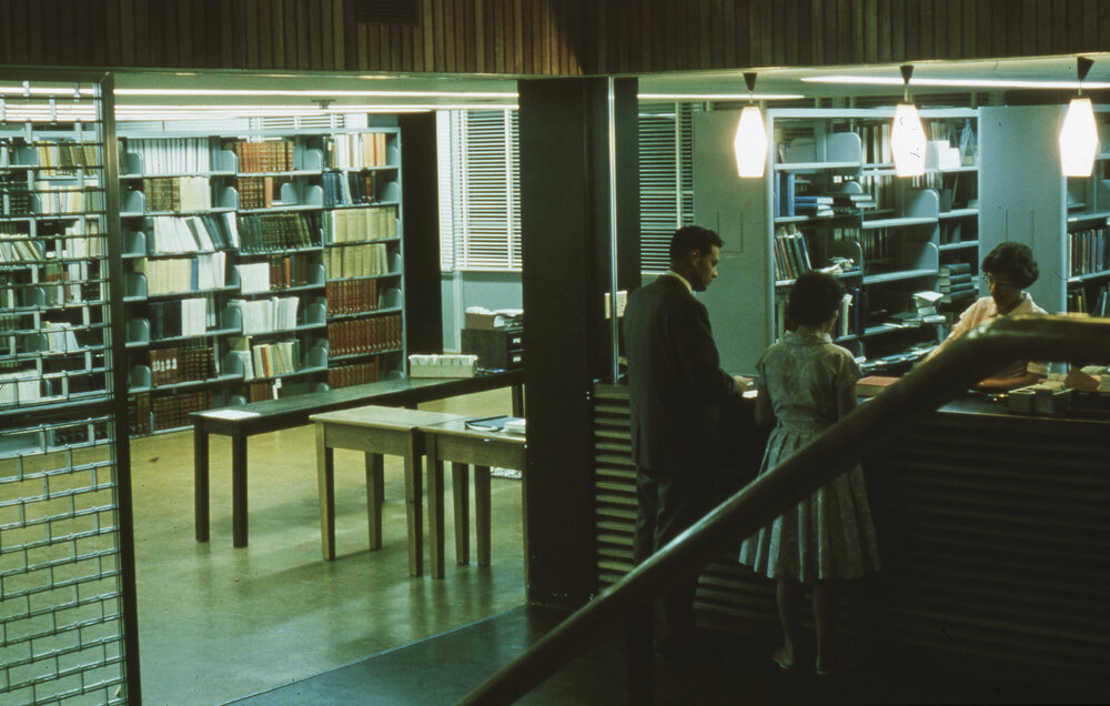 Circulation desk and service counter, Dixson Library, UNE