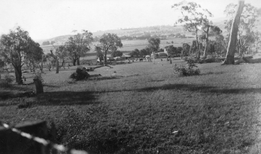 Looking over farm lands from far east to north of Armidale, March 1945