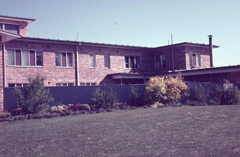 External view of Wright College from back fence, UNE