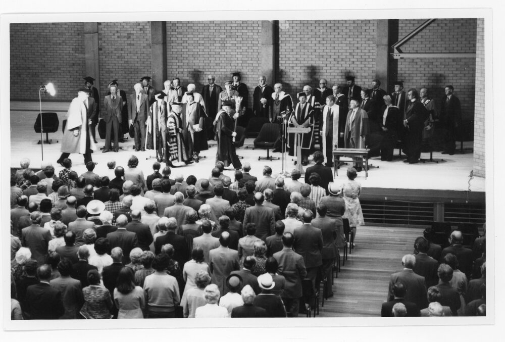 Graduation ceremony in Lazenby Hall, UNE