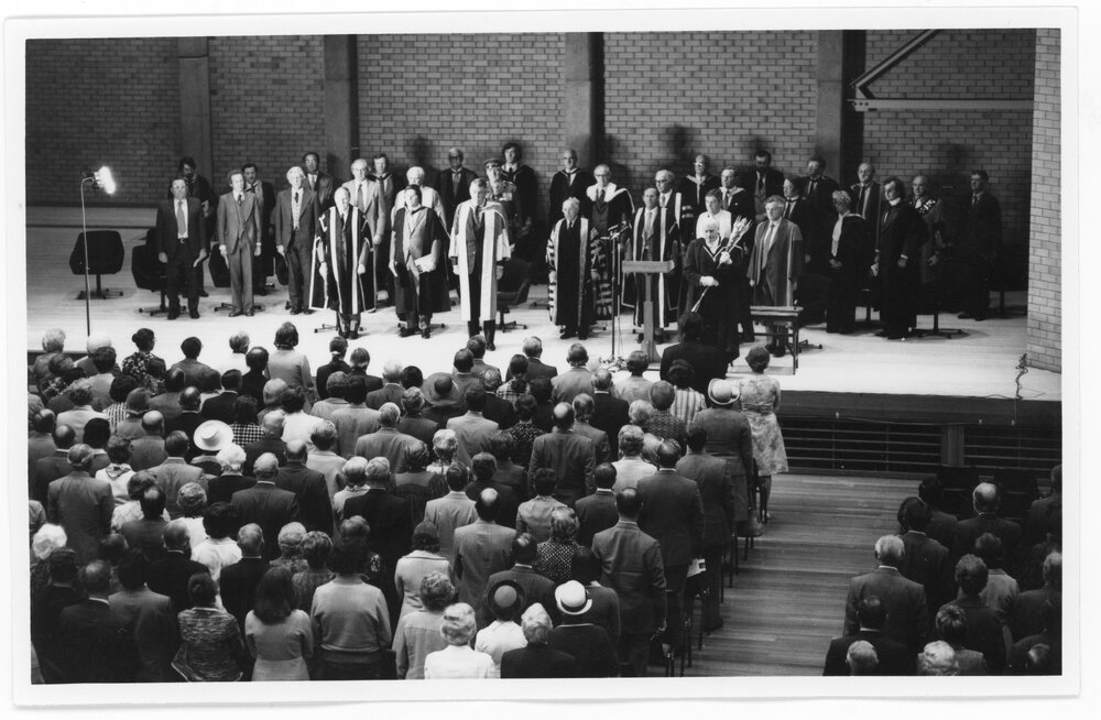 Graduation ceremony in Lazenby Hall, UNE