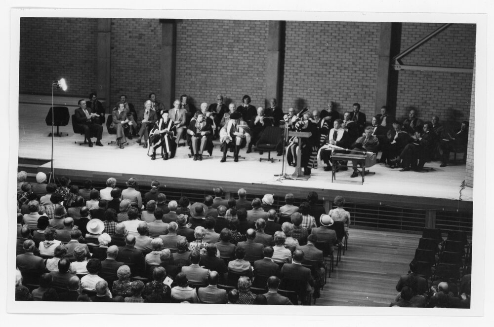 Graduation ceremony in Lazenby Hall, UNE