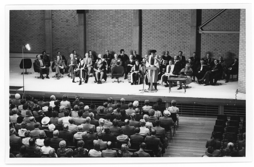 Graduation ceremony in Lazenby Hall, UNE