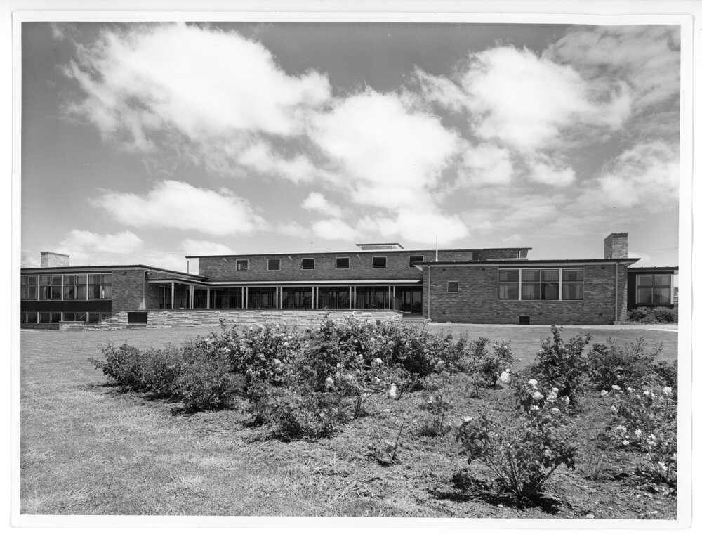Wright College, building and rose garden
