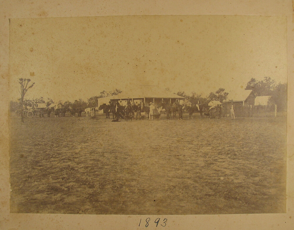 Men and horses, Welltown homestead, 1893