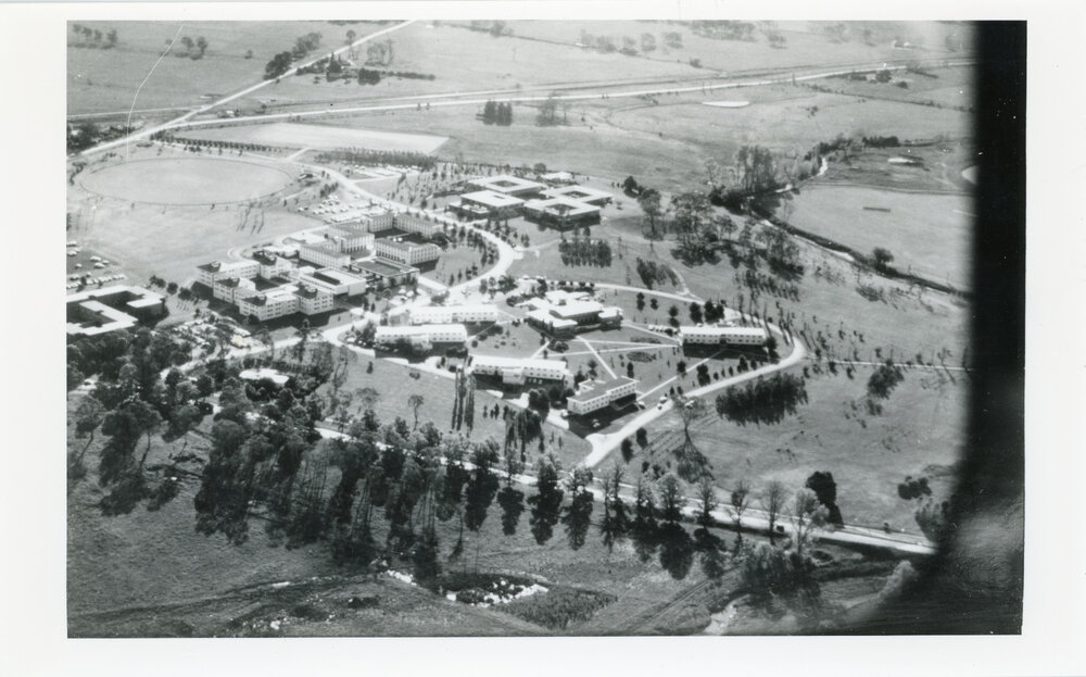 Aerial view of residential colleges, UNE, [c.1960s]