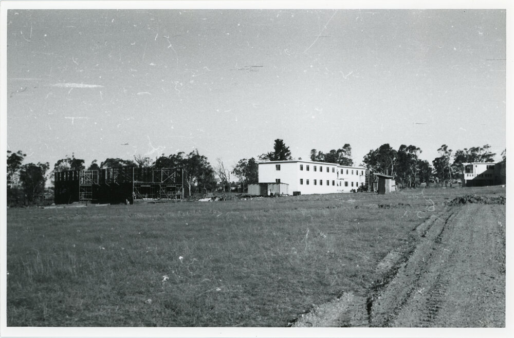 View towards the Wright College construction site, 1958