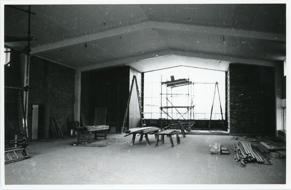 Wright College dining hall under construction, 1961