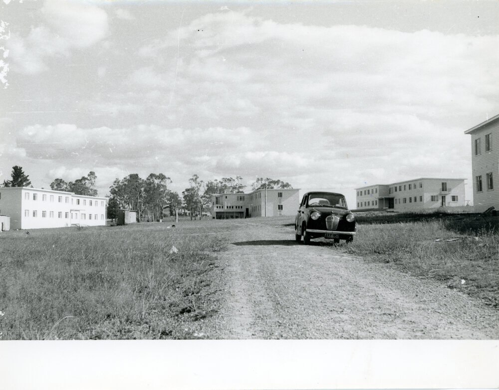 Wright College Construction, car in the forground, 1958