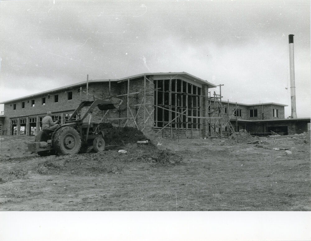 Wright College Construction, Tractor in the foreground, 1960
