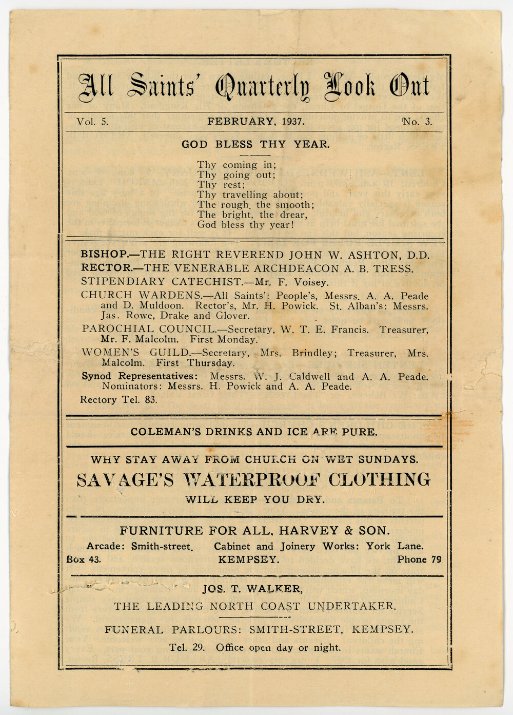 All Saints' Quarterly Look Out, 1937