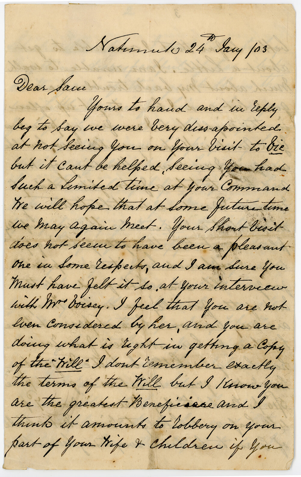 Letter from Andrew Duncan to [Sam Voisey?], 1903