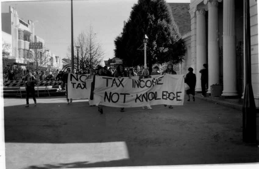 ACAE students protesting in the Mall in Beardy Street, 1982