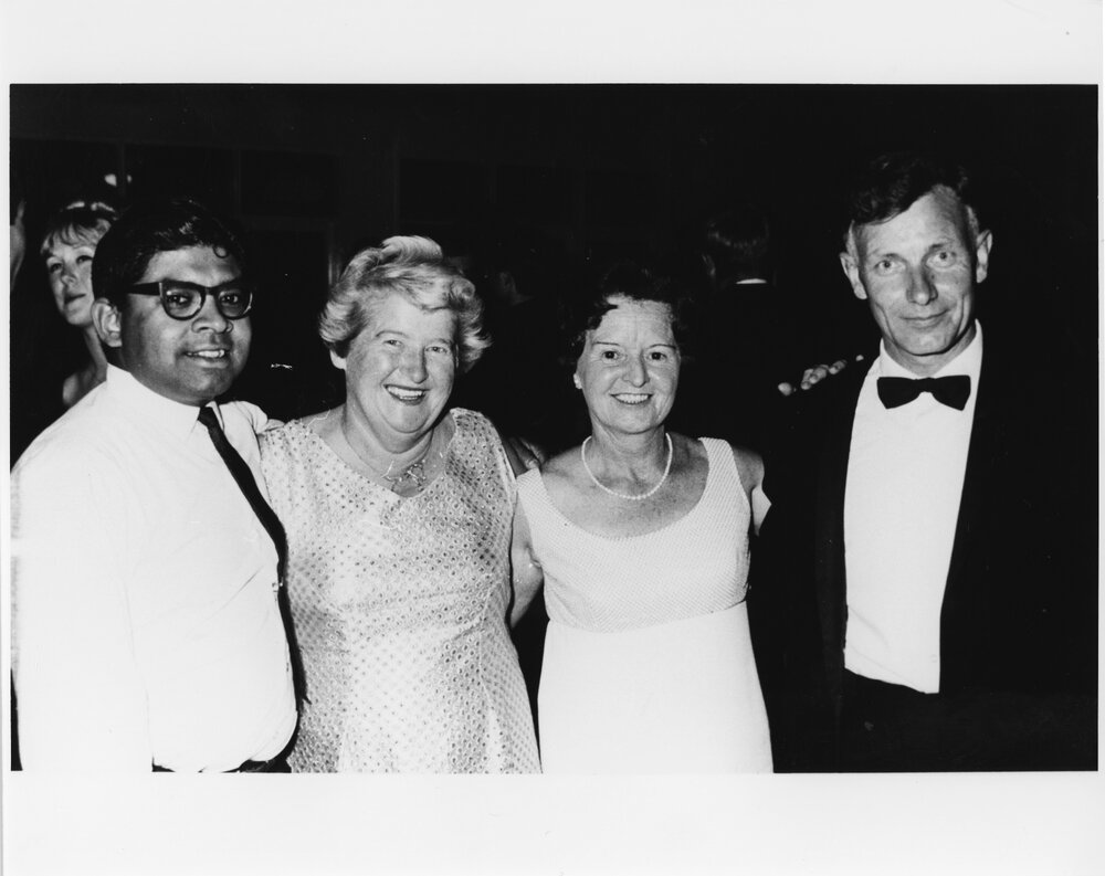 Wright College party, group of four people