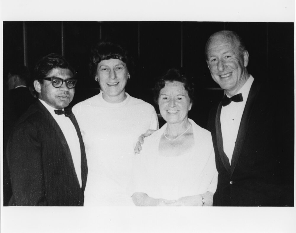 Wright College party, group of four people