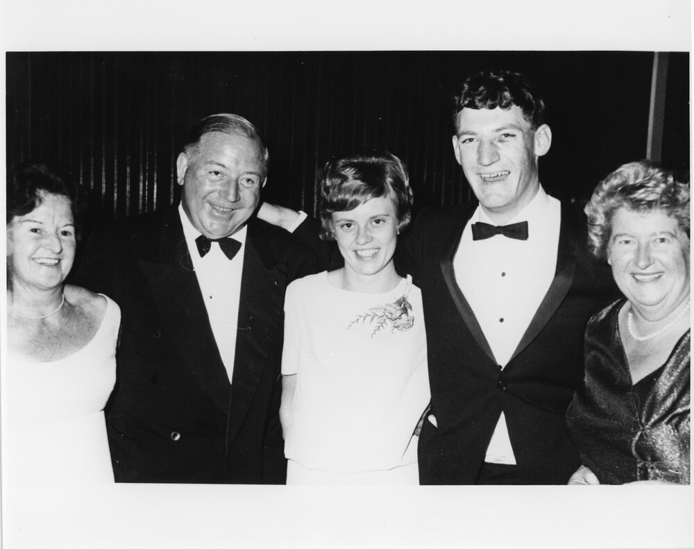 Wright College party, group of five people