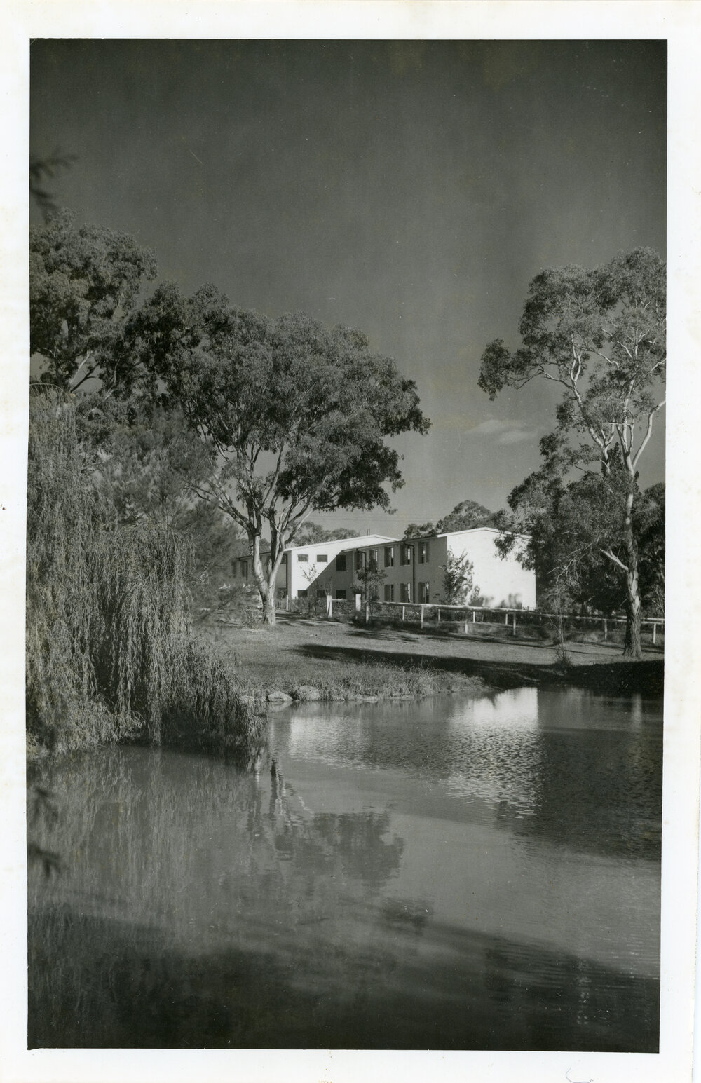 View of Mary White College from across the lake, University of New England