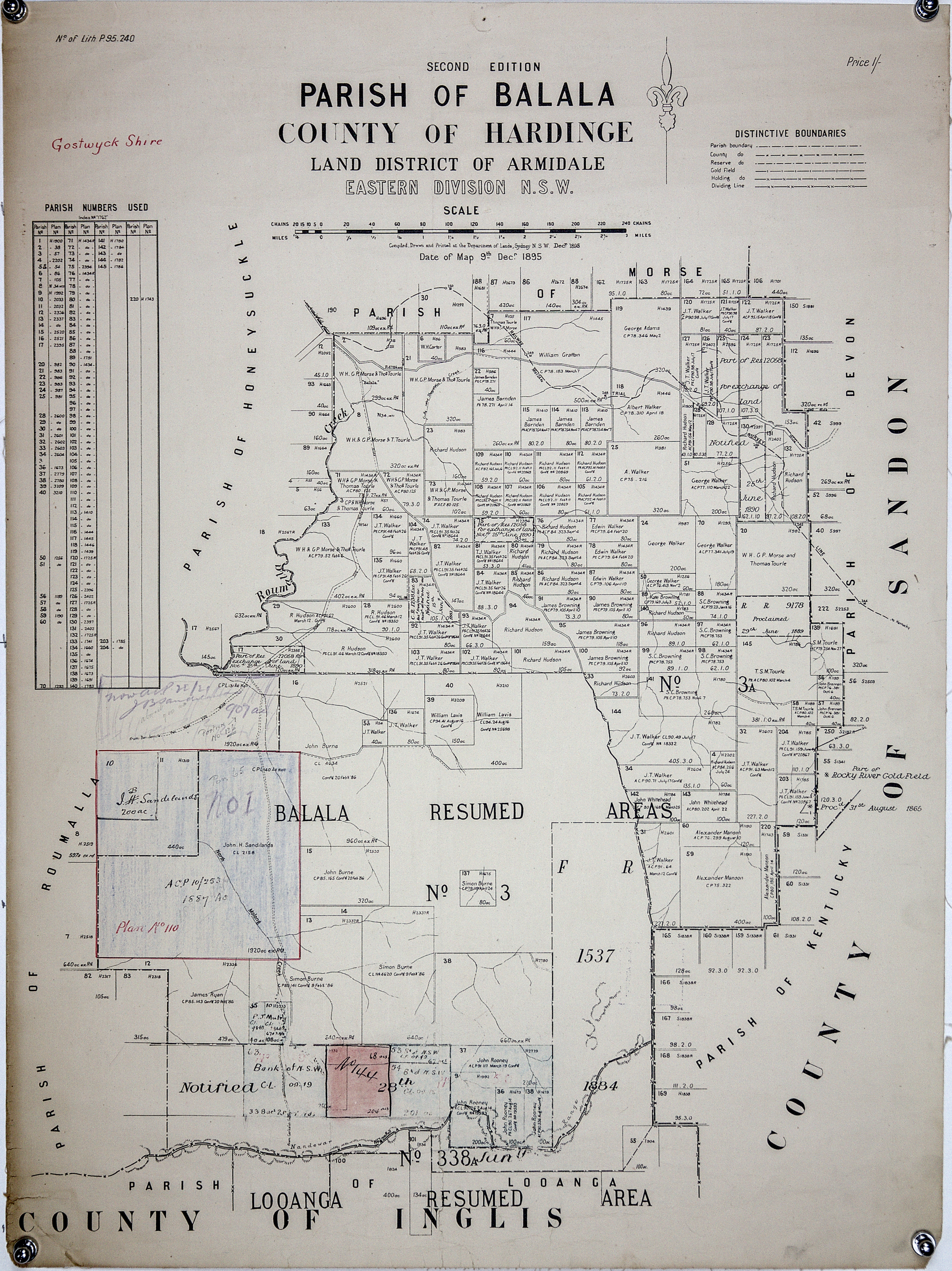 Parish of Balala County of Hardinge Land District of Armidale, 1895