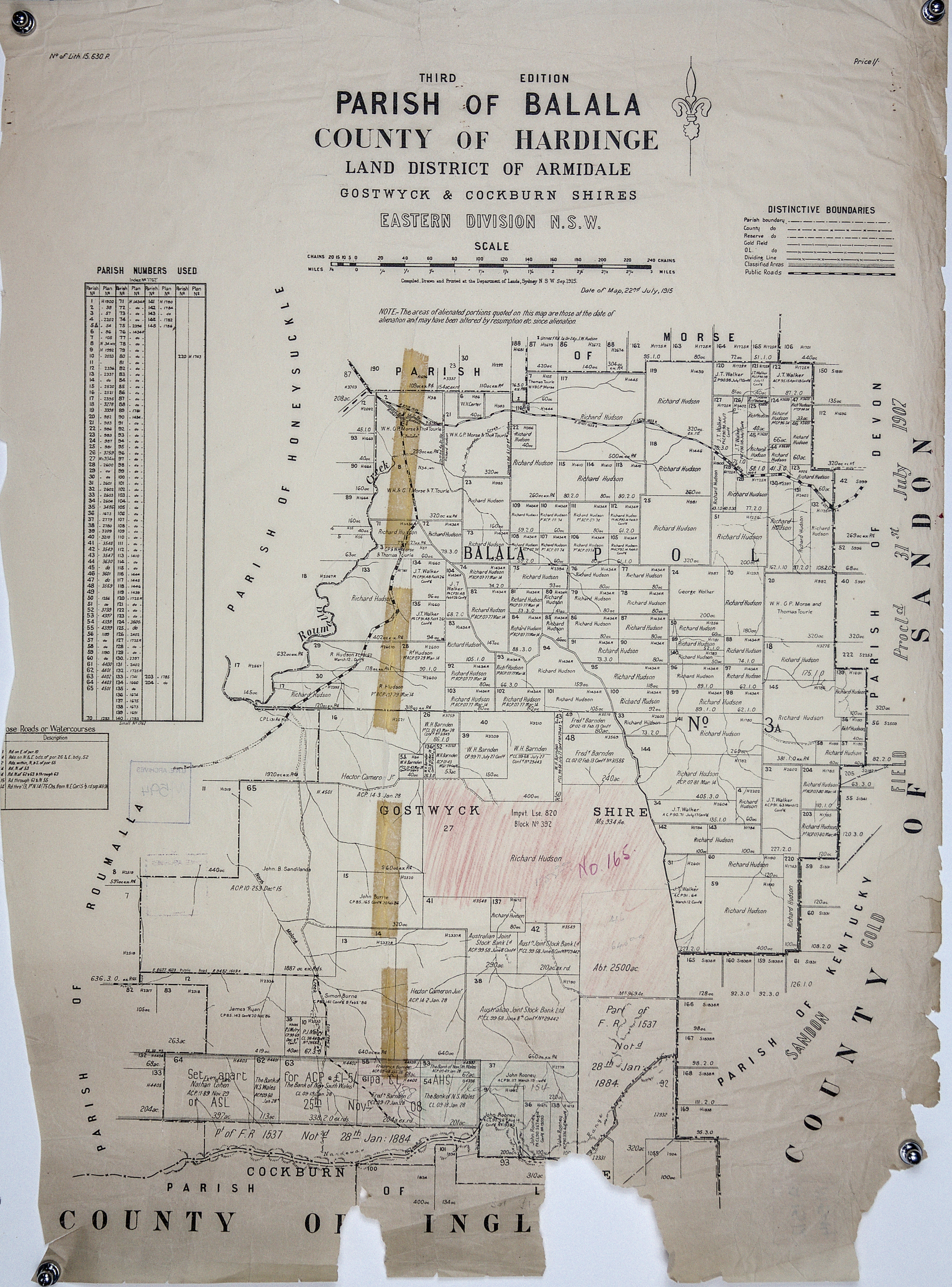 Parish of Balala County of Hardinge Land District of Armidale, 1915