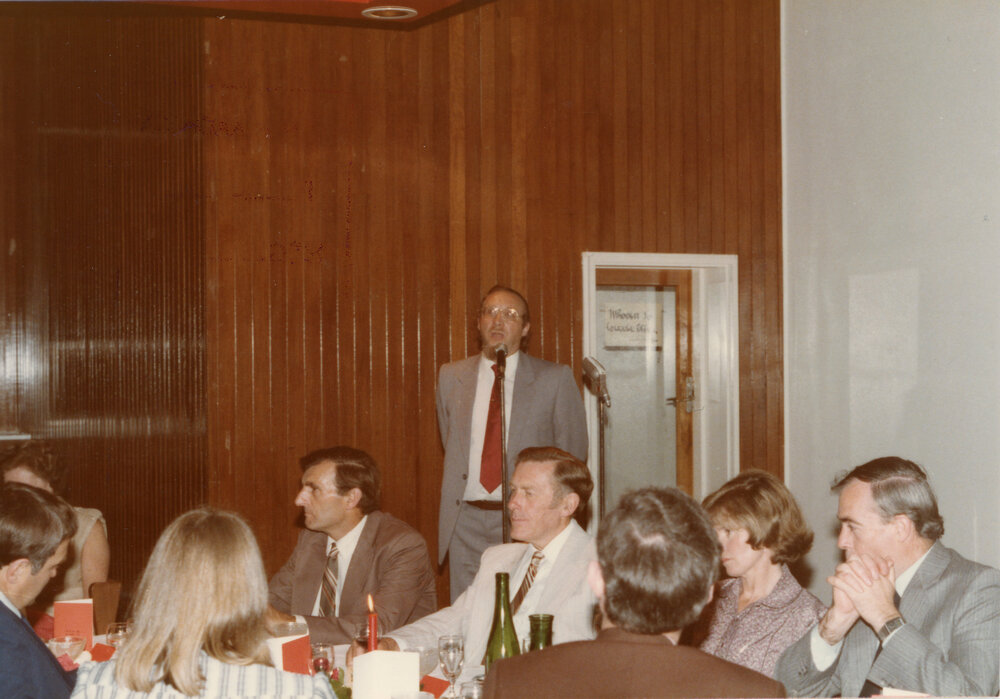 Smith Richardson&rsquo;s farewell dinner at Wright College Dining Hall, 1983