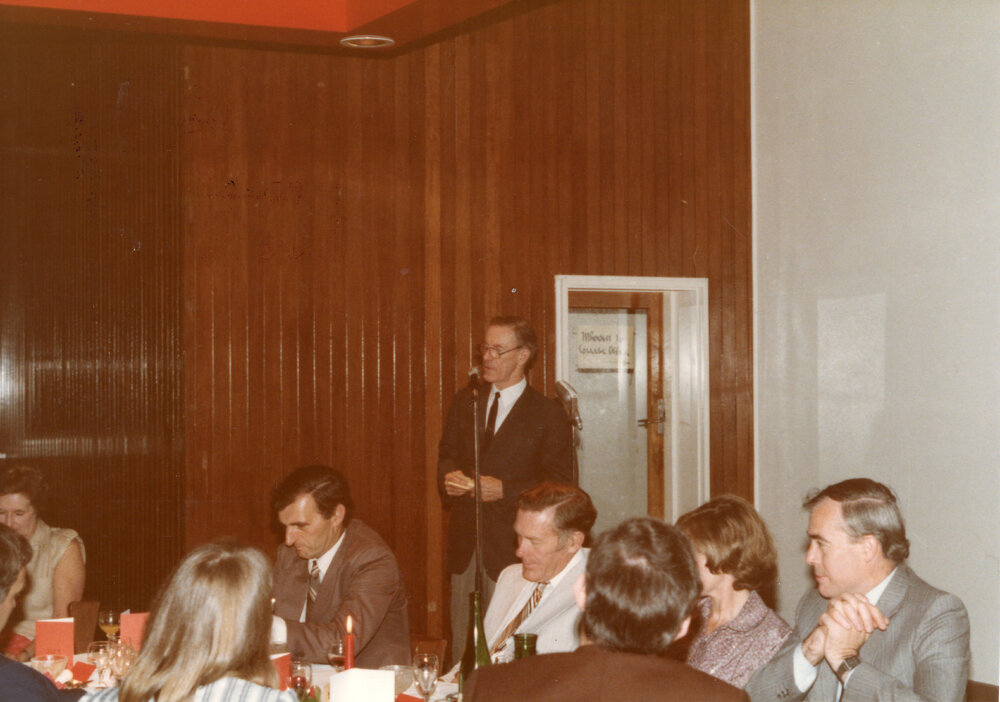 Smith Richardson&rsquo;s farewell dinner at Wright College Dining Hall, 1983