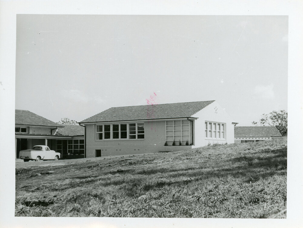 Exterior view of Union buildings, University of New England, 1956