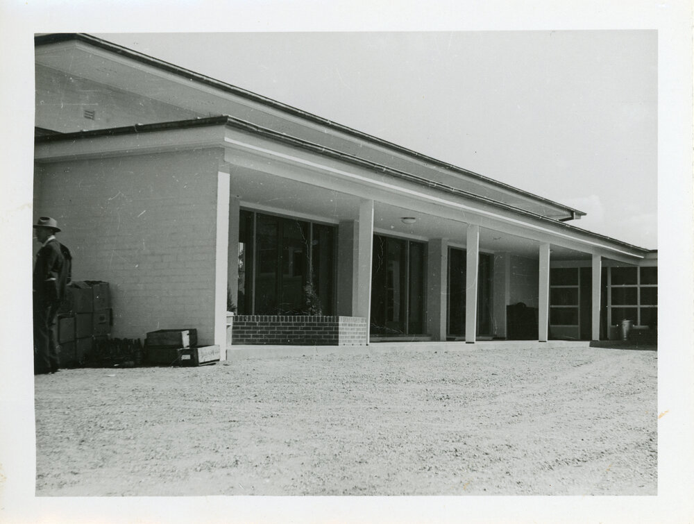 Exterior view of Union buildings, University of New England, 1956