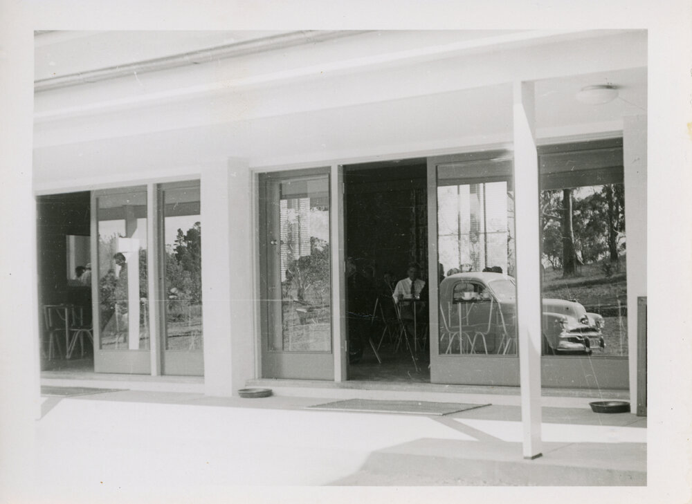 Exterior view of Union buildings, University of New England, 1956