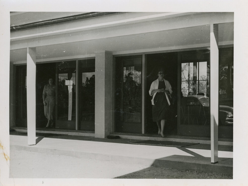 Exterior view of Union buildings, University of New England, 1956