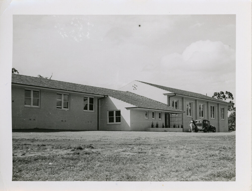 Exterior views of Union buildings, University of New England, 1956