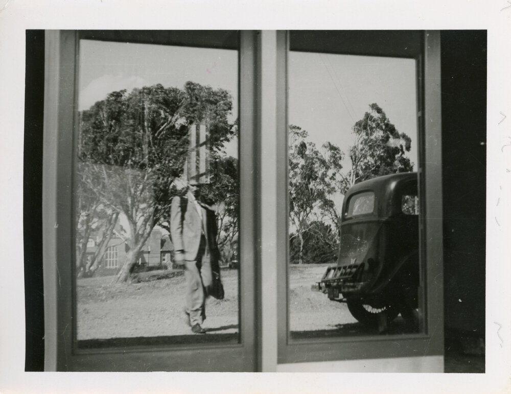 View from the original south entrance of the Union building, towards Booloominbah, 1956