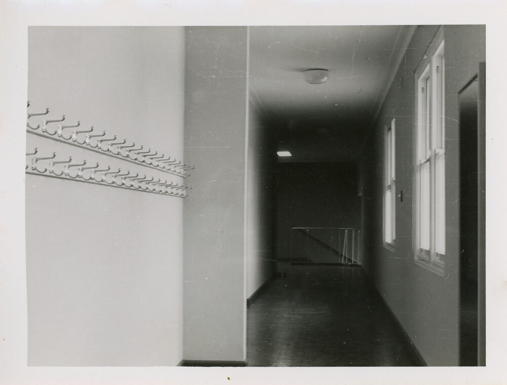 Upstairs passage, (demolished in building of Lazenby Hall), 1956