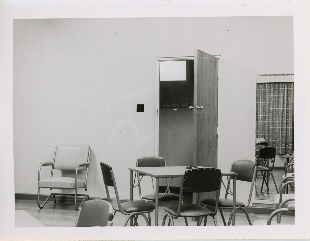 Union Complex UNE, interior views of four common rooms, 1956